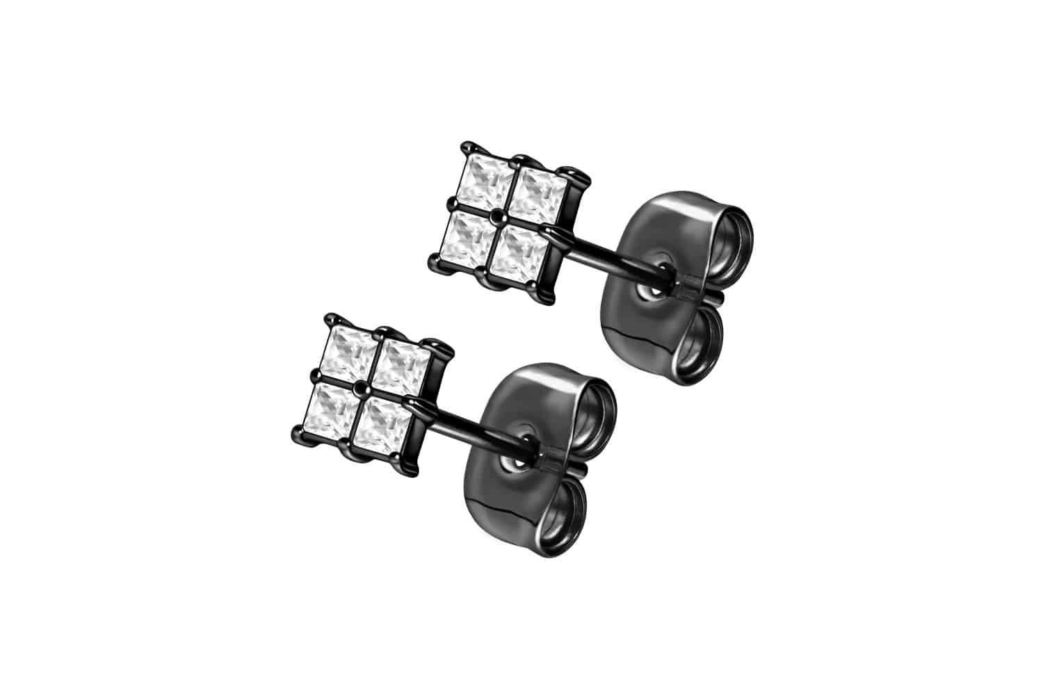 Titan Ohrstecker EINGEFASSTES KRISTALLQUADRAT von Piercingline